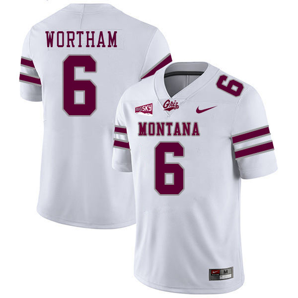 Montana Grizzlies #6 Michael Wortham College Football Jerseys,Uniforms Stitched Sale-White